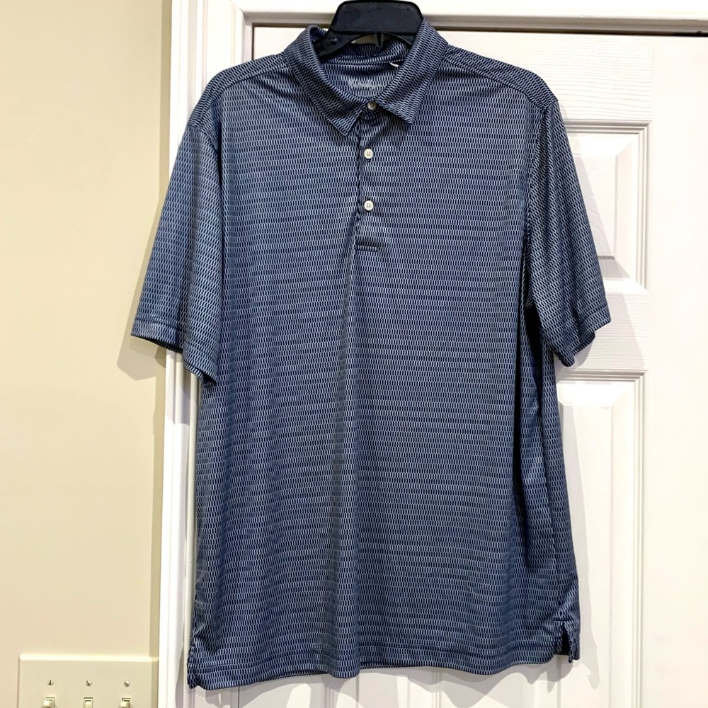 WALTER HAGEN Men’s Navy Patterned Collared Golf Shirt!